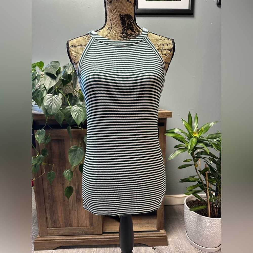 Loft green/white striped tank. Size small. NWT.